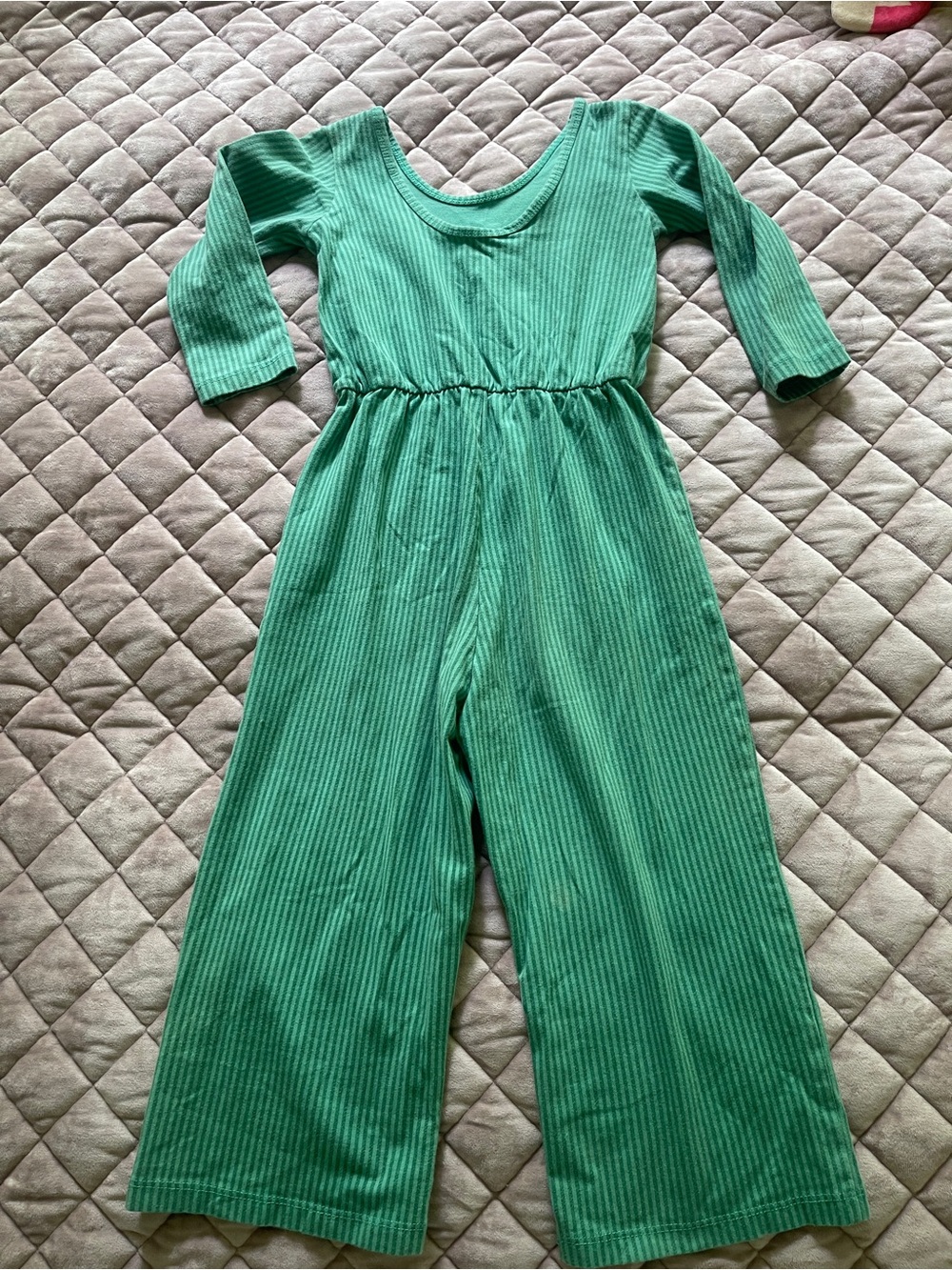 Alice + Ames green striped Capri jumpsuit